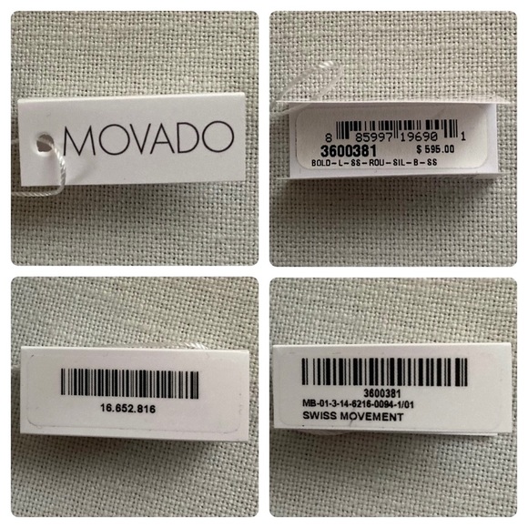 Movado Bold Silver Stainless Steel Watch Rose Gold Dial Quartz 3600381 Gift Box - Picture 15 of 16